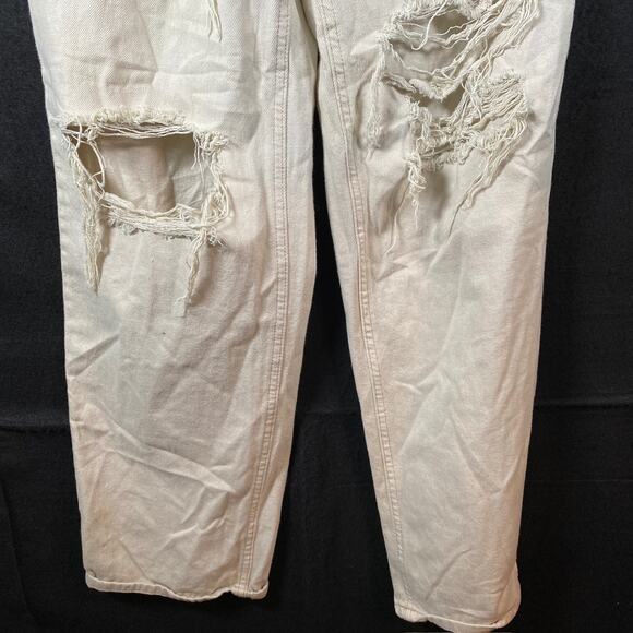 BDG Womens Jeans Off White High Rise Baggy Ripped Distressed 100% Cotton 27 - Picture 3 of 15